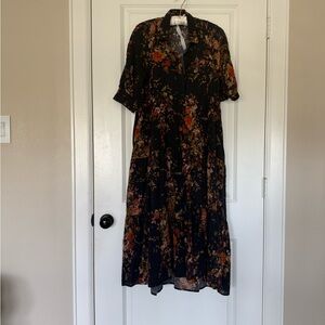 NATURAL LIFE maybe Blue Midi Dress with Floral Design